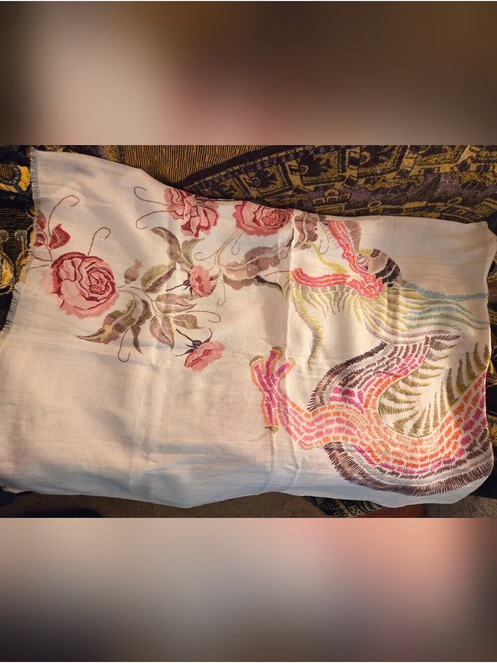 Fraas Over-sized Asian-inspired Imprinted Dragon Wrap Scarf - Picture 3 of 11